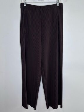 COS Women’s Espresso Brown Stretch Knit Pleated Pull On Pants